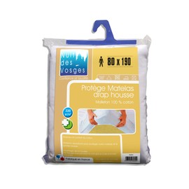 Nuit des Vosges 2035377 Aubin Absorbent flannel mattress protector/Cotton White 190 x 80 cm
