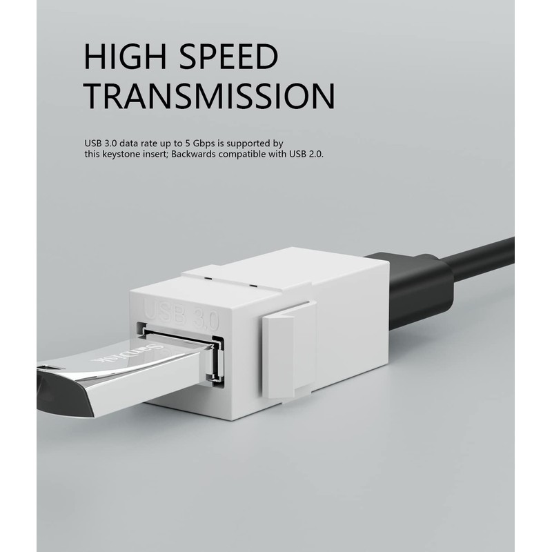 BERLAT USB 3.0 Keystone Jack Insert, USB Keystone Jack,USB to