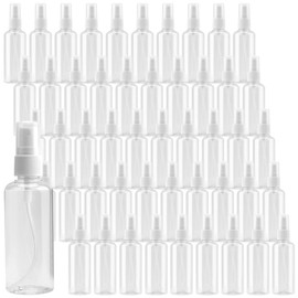 MOUYAT 50 Stück Kunststoff-Sprühflaschen, Mini-Reiseflaschen, klein, transparent, Zerstäuber, Make-up-Sprühflasche mit Kappe, leer, nachfüllbarer Nebel, Reisebehälter für Reisen, Make-up, 50 Stück