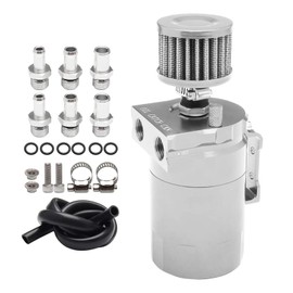 Tanque de Captura de Aceite, Kit Depósito de Aceite con Filtro Universal de Aluminio, 300ml Depósito de Aceite, Jarras de Aceite con Filtros de Aire, Botella de Aceite para Coche