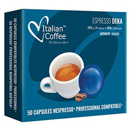 DELICITALY Pure Italian Food Italian Coffee pods compatible with Nespresso PRO Professional machines, Zenius, Gemini And Momento, NOT compatible with Vertuo (DEKA Decaffeinated 50 pods)