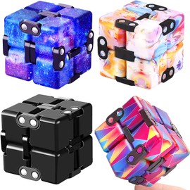 IGINOA 4 Packs Infinity Cube Toy Stress Relieving Game for Kids and Adults,Cute Mini Unique Gadget Anxiety Relief Kill Time Magic Puzzle Flip ADD, ADHD, Killing