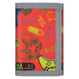 JONYEE Kids Wallets for Boys Ages 4-18 Trifold, Toddler/Youth Wallet for Boys with Zippered Coin Pocket and Card Holders, Novelty Wallet for Childrens Birthday Gifts - Red Gamepad