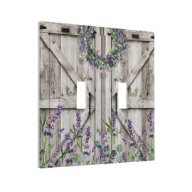 Barn Door Flowers 2 Gang Light Switch Plate Cover Double Toggle Wall Plate Decorative Faceplate Electrical Wallplate for Kitchen Bathroom Bedroom Home Decor