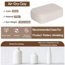 Katech Air-Dry Clay Kit for Adults-Pottery Clay 2.2LBs with 23 Pcs Ceramics Clay Sculpting Tool Set-All-Purpose Modeling Clay-No Cracking Air Clay-Ideal for Beginners and Professionals (White)