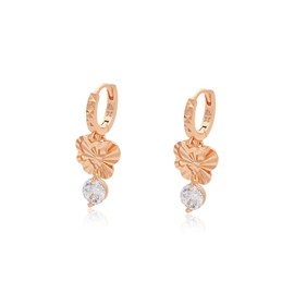 XUPING 18K Gold Plated Cubic Zirconia Hoop Earrings | Rose Gold Round Dangle Earrings For Women Jewelry Gifts(S00085453), Copper Alloy, Cubic Zirconia