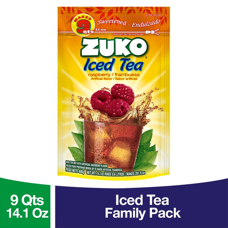 Zuko Raspberry Tea Powdered Drink Mix Family Pack, No Added