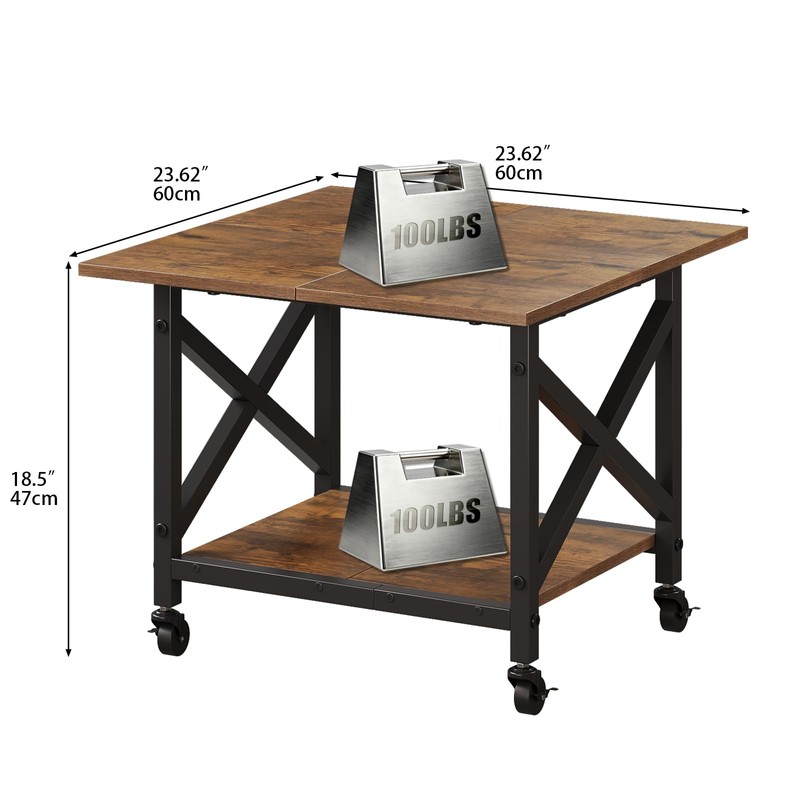 VENNQD 2 Tier Printer Stand, 23.6'' x 23.6'' Large Table