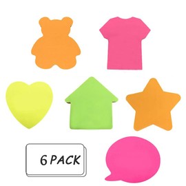 Haftnotizen, Klebenotizen, selbstklebend, wiederentfernbar, 8 Blöcke pro Packung, 30 Blatt pro Block, 8 verschiedene Formen pro Packung, 75 x 75 mm 6 Stück.