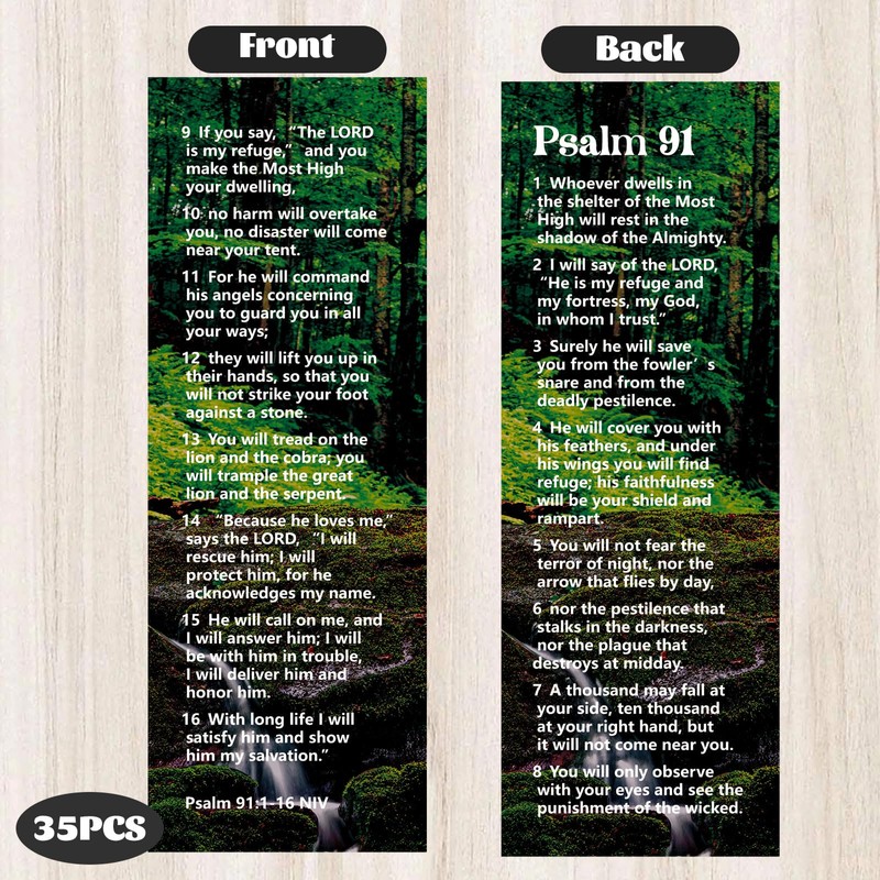 Gueevin 70 Pcs Psalm 91 Bookmarks Christian Bookmarks with Bible