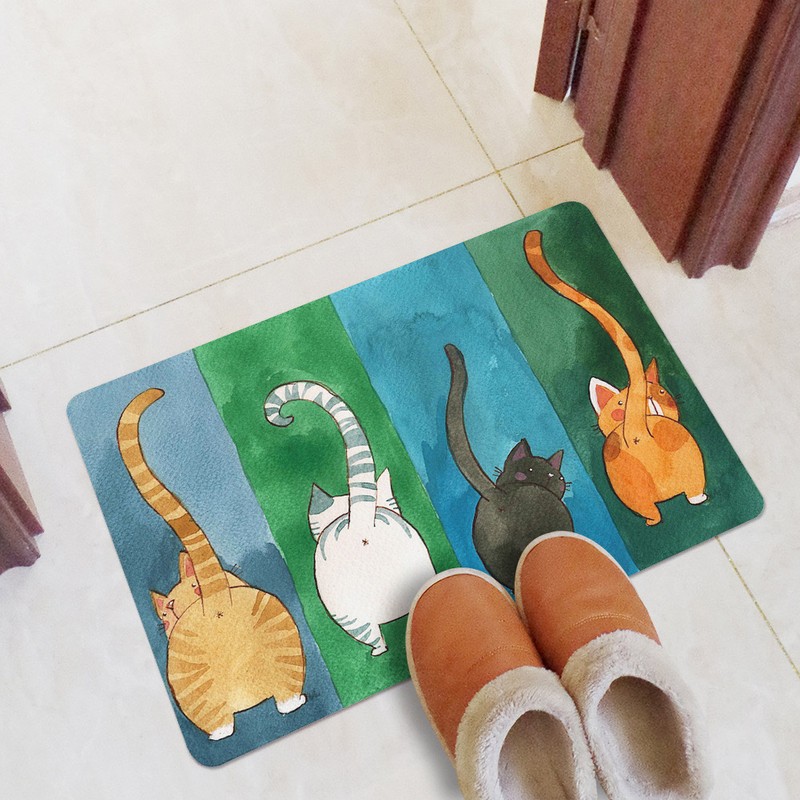 Cat Pattern Non slip Welcome Doormat Carpet Mat Indoor Outdoor