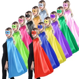 Kidsfere Superhero Capes and Masks for Adults Women Man - Party Capes for Team Spirit Building - 12 Mixed Colors