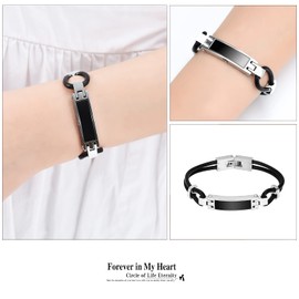 Hearbeingt Cremation Jewelry Urn Bracelet for Ashes Genuine Leather Memorial Bracelet Keepsake Urn Bangle for Ashes for Men for Women (Black 20cm)