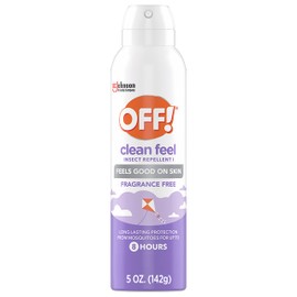 OFF! OFF! Clean Feel Insect Repellent Aerosol with 20% Picaridin, Bug Spray with Long Lasting Protection from Mosquitoes, Feels Good on Skin, 5 oz