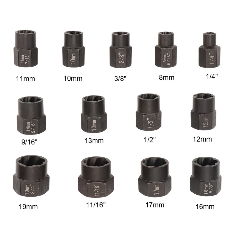 13pcs Stud Nut Remover Set Professional Chromium Molybdenum Steel Damaged