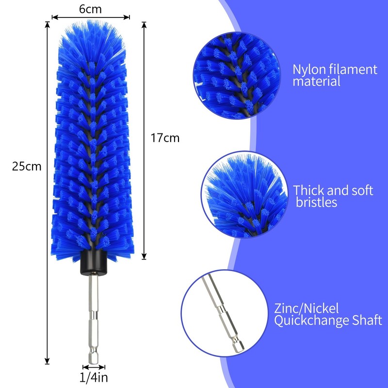 Drill Brush for Car Wheel and Bottle, 25cm Long, for