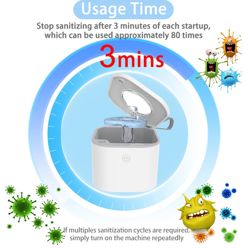 Portable Pacifier Sanitizer, Retainer Cleaner, UV-C Sanitizer Box Portable Case