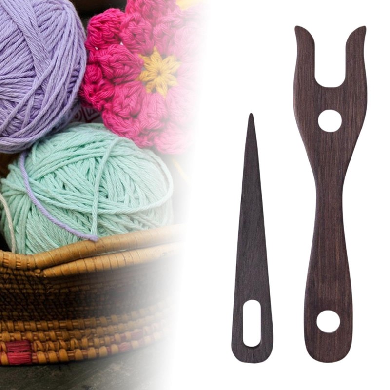 Deevoka 2X Knitting Fork and Eye Needle Kit Weaving Shuttle