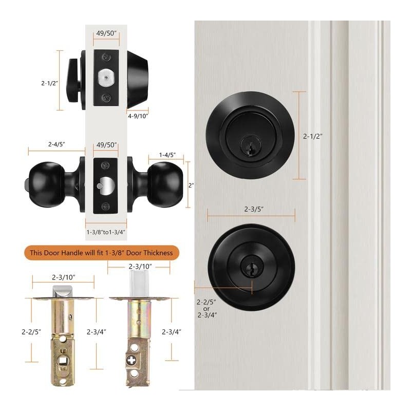 Probrico Keyed Alike Entry Door Knobs Lock Set and Single