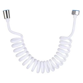 HIGH QUA Spring Flexible Shower Hose, 1 Meter/3.3 Feet Telescopic Shower Hose for Water Plumbing Toilet Bidet Sprayer Gun Bathroom Spiral Flexible Shower, White