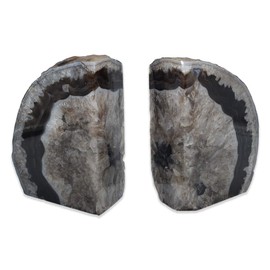 Nature's Decorations - Luxury Black Agate Bookends - Set of 2 Non-Skid Bookends - Vintage & Natural Gemstone Bookends - Perfect for Home Decor & Gifting - Extra Large