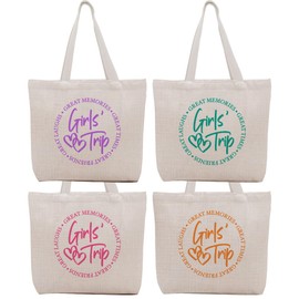 BQXH 4 Pcs Trip Gifts, Unisex Adult Tote Bags, 12.6 x 16.3 inches, Cotton, No Closure, 1 Pocket, Adult