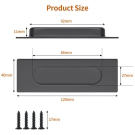 2 Pack Recessed Sliding Door Handles,Recessed Flush Finger Pull Black with Screw, Stainless Steel Sliding Barn Cabinet Drawer Door Handle Knob for Kitchen Cupboard Barn Closet Garage,Black,120mm