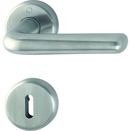 HOPPE Helsingborg Handle Set Lever Handle with Rosettes BB Deadlock Insert Matte Stainless Steel 3075201