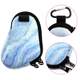 AMMKRO Neoprene Asthma Inhaler Holder, Protective Portable Travel Handy Holster, Lightweight Carrying Case with Carabiner Clip, Inhaler Not Included (Marble blue)