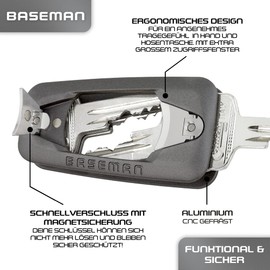 Baseman key organiser with quick release and magnetic lock – the innovative key organiser organises your keys in style and brings order to your pocket, Space grey