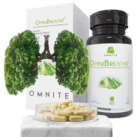 Omnite OMNIBREATHE Respiratory Wellness Lung Supplement, Quit Smoking Aid Support Quit Smoking, Lungs Detox for Smokers, with Mullein Leaf Extract for Lungs Clear Mucus,60 Veg Capsules