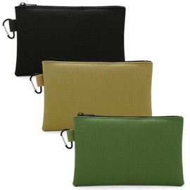 Faylapa 3 Pack Canvas Tool Pouch, Metal Zipper Bag, Oxford Tool Bags, Waterproof Utility Tool Organizer, Multipurpose Storage Organizer Tool Pouches with Carabiner for Tools, Pencil Pouch, 9.8"x6"