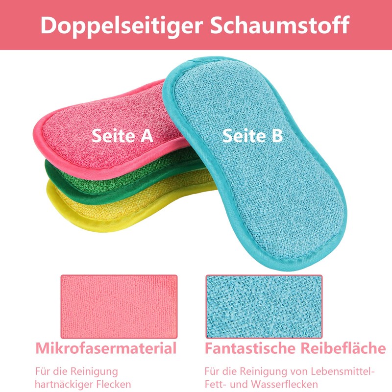 Pack of 12 Washable Colourful Kitchen Sponge Cleaning Sponge Double