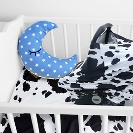 Dear Baby Gear Holstein Black and White Cow Stretch Fit Baby Car Seat Canopy - Lightweight Cover Keeps Babies Cozy and Sheltered - Nursing Cover - 28 x 27 x 0.25 - Great for Mother's Day & More