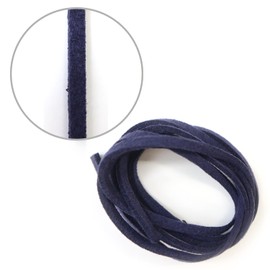 Suede Cord Navy Navy Leather Cord Accessory Parts Bracelet Necklace Handmade [Length 3.3 ft (1 m) x Width 0.1 inch (3 mm) Sparkling Puffy Round SED-004