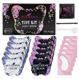 PERMANIA Eyelash & Eyebrow Tint Kit, Fast Eyebrow Dye and Lash Dye, Black Coloring Kit for Lash and Brow, Last Up to 4 Weeks, for Home and Salon Use