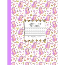 Mermaid Composition Notebook – Wide Ruled, 7.5 x 9.75 in, Back Cover Motivational Quote – School Writing Journal, Educational Gift, Ocean-Themed Notebook
