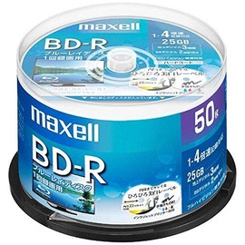 Maxell BRV25WPE.50SP BD-R Standard 130 Minutes 4x Speed, Wide Printable White, 50 Spindle Case