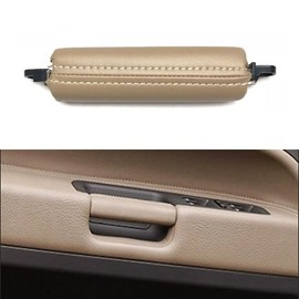 Goodithy Car Interior Front Left Leather Door Handle Replacement for Volkswagen VW Touareg 2003-2010 (Beige), 6.3x1.97x1.18 inches
