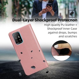 for Oppo Reno 11F 5G (6.7 Inch) Case, FORZARMOR Wallet Cover for Reno11 F Global Version PU Leather Pockets Shockproof Magnetic Flip Card Holder (Rose Gold)