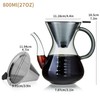 MESNEY Handfilter Kaffeekanne 800ml – Glas Kaffeebereiter mit Edelstahlfilter, Wiederverwendbarer