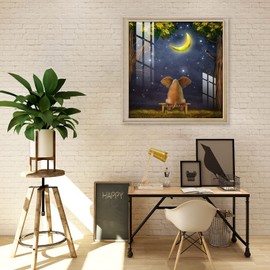Uatiodo Diamond Painting Kits for Adults, Diamond Painting Kits, DIY 5D Diamond Art Paintings, Paint with Diamonds, Home Wall Décor (Elephant with Moon)