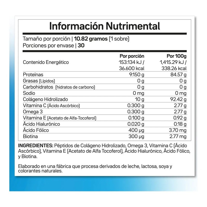 Colágeno Hidrolizado Velvet Plus Primetech, 30 Sobres De 10.82 Gr,
