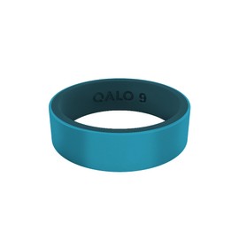QALO Women's Rubber Silicone Ring, Eva Shockey Rubber Wedding Band, Breathable, Durable Engagement Silicone Ring, Peacock Blue Metallic & Dark Teal Blank Strata, Size 9