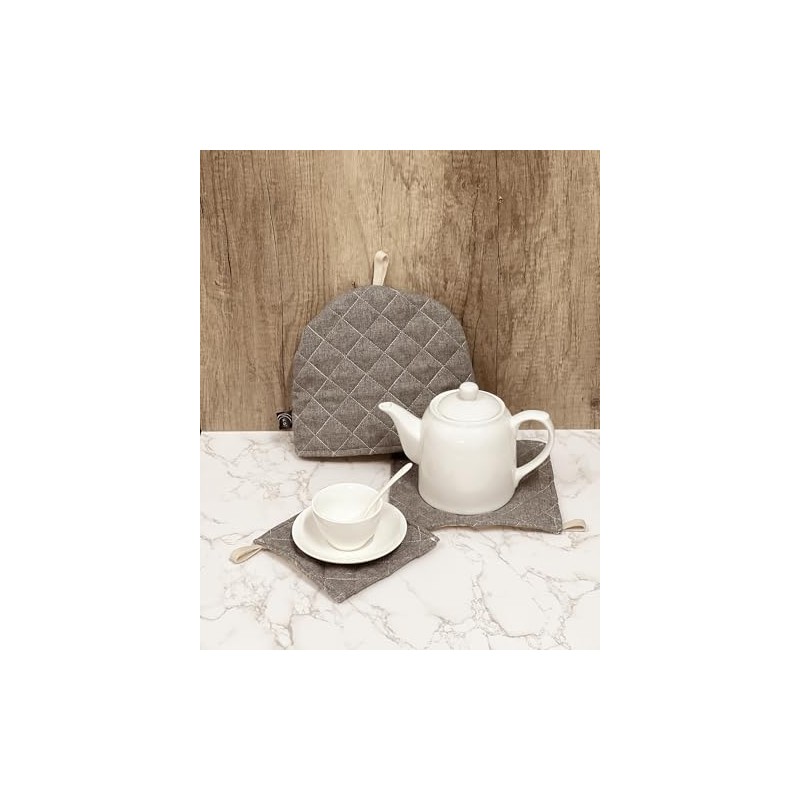 Kuai ティーコジー ポットマット 3点セット ティーコージー ティーポットカバー アンティーク 北欧風 おしゃれ 無地