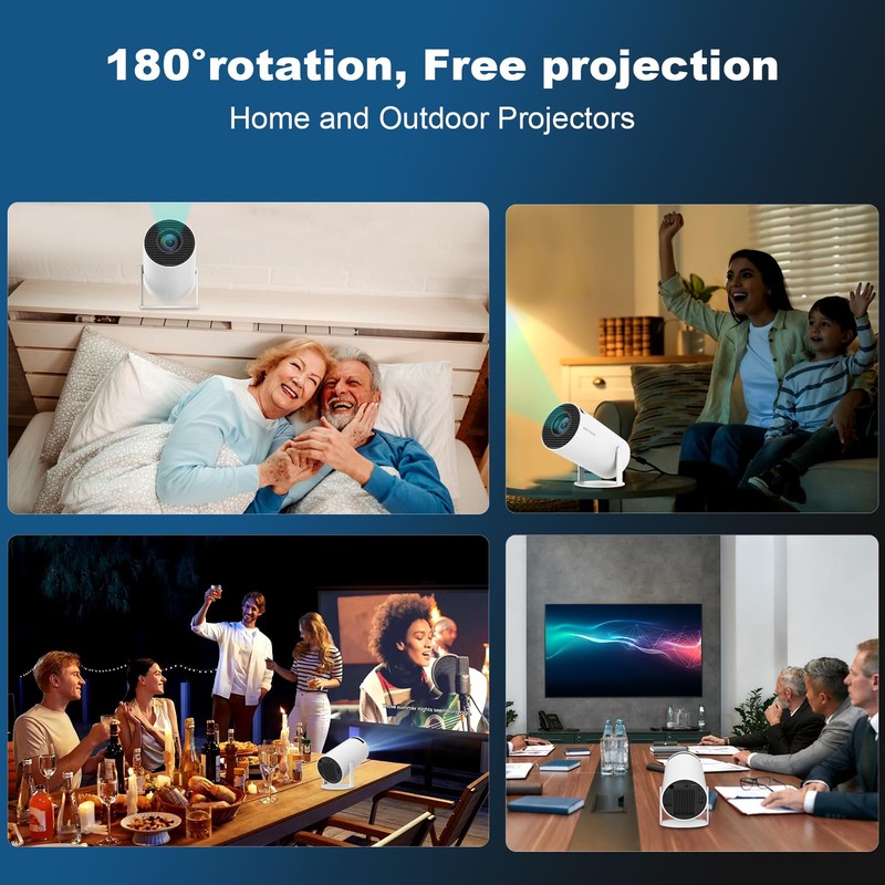 Mini Projector,Support 4K 1080P Portable Projector with Dual Band WIFI6