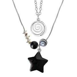 2 Pcs Y2k Accessories Y2k Star Necklace Swirl Necklace Grunge Necklace Y2k Necklaces for Women Spiral Necklace Gothic Necklace Grunge Jewelry Y2k Jewelry for Women Men (Y02)