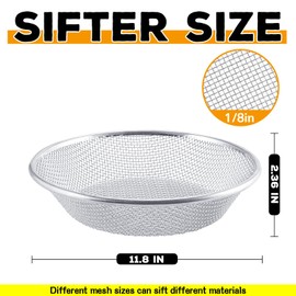 Sifter.Size 1/8" Mesh Soil Sifter Sieve - Heavy Duty Galvanized Screen for Compost, Dirt, Rocks, Gravel & Garden - Fits 5 Gallon Bucket, Rust-Resistant - Composting & Sifting Tool