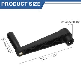 sourcing map 16x192mm (Dia x L) Revolving Handwheel Machine Handle, Universal Lathe Crank Grip Replacement for Industry Lathe Milling Grinding Machine, Black (Round Hole)