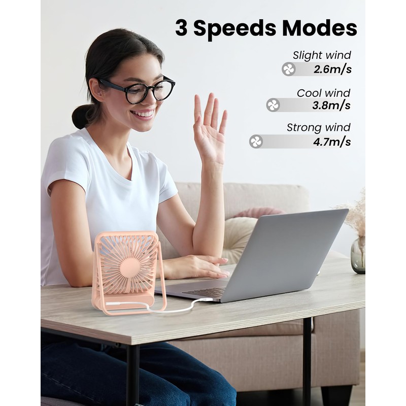 Koonie USB Desk Fan, Strong Wind Ultra Quiet Small Personal